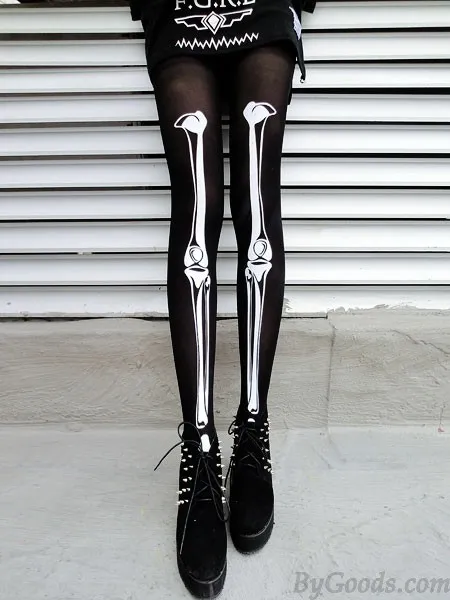 Special Gloomy Bones Printed Silk Stockings