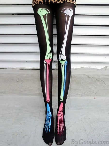 Special Gloomy Bones Printed Silk Stockings