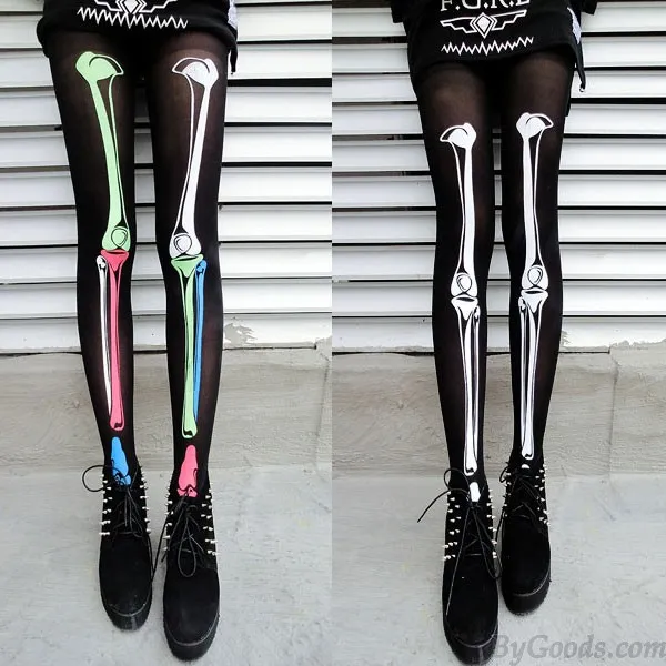 Special Gloomy Bones Printed Silk Stockings