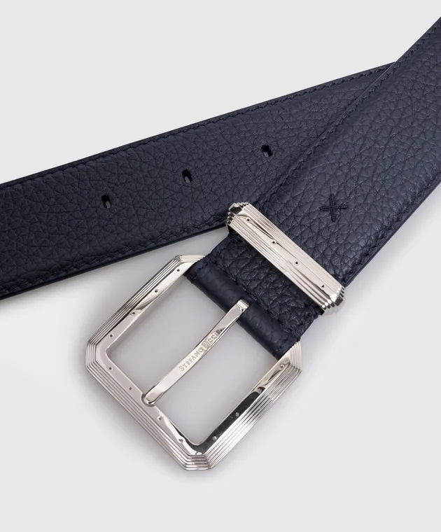 Blue Leather Strap with Logo Engraving by Stefano Ricci