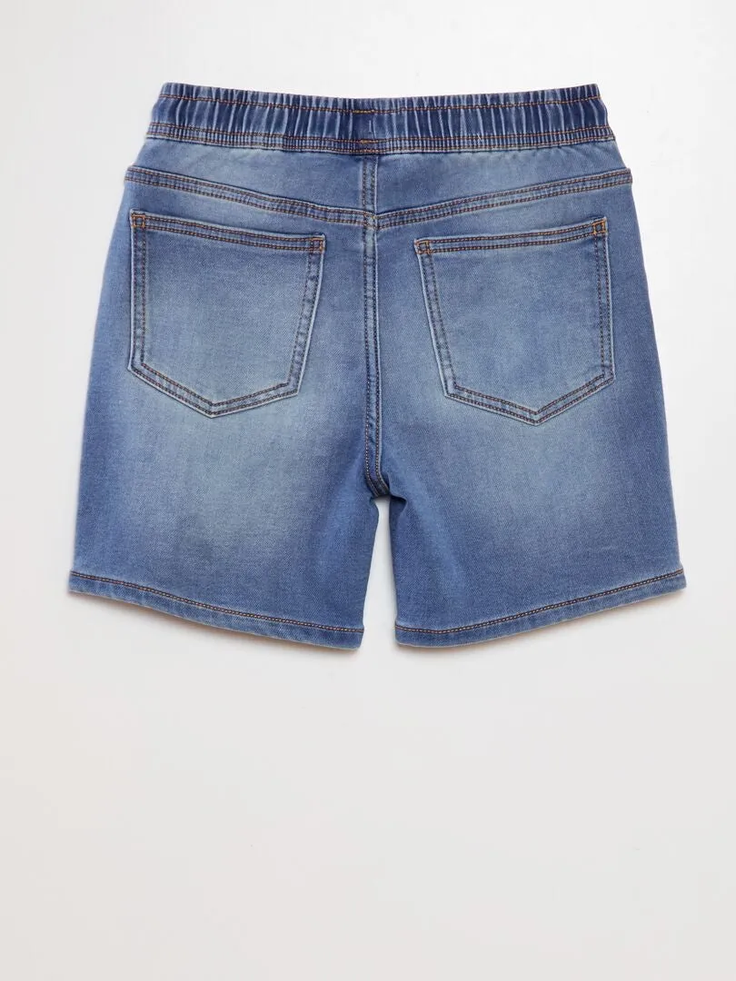 STRETCH DENIM BERMUDA SHORTS  BLUE