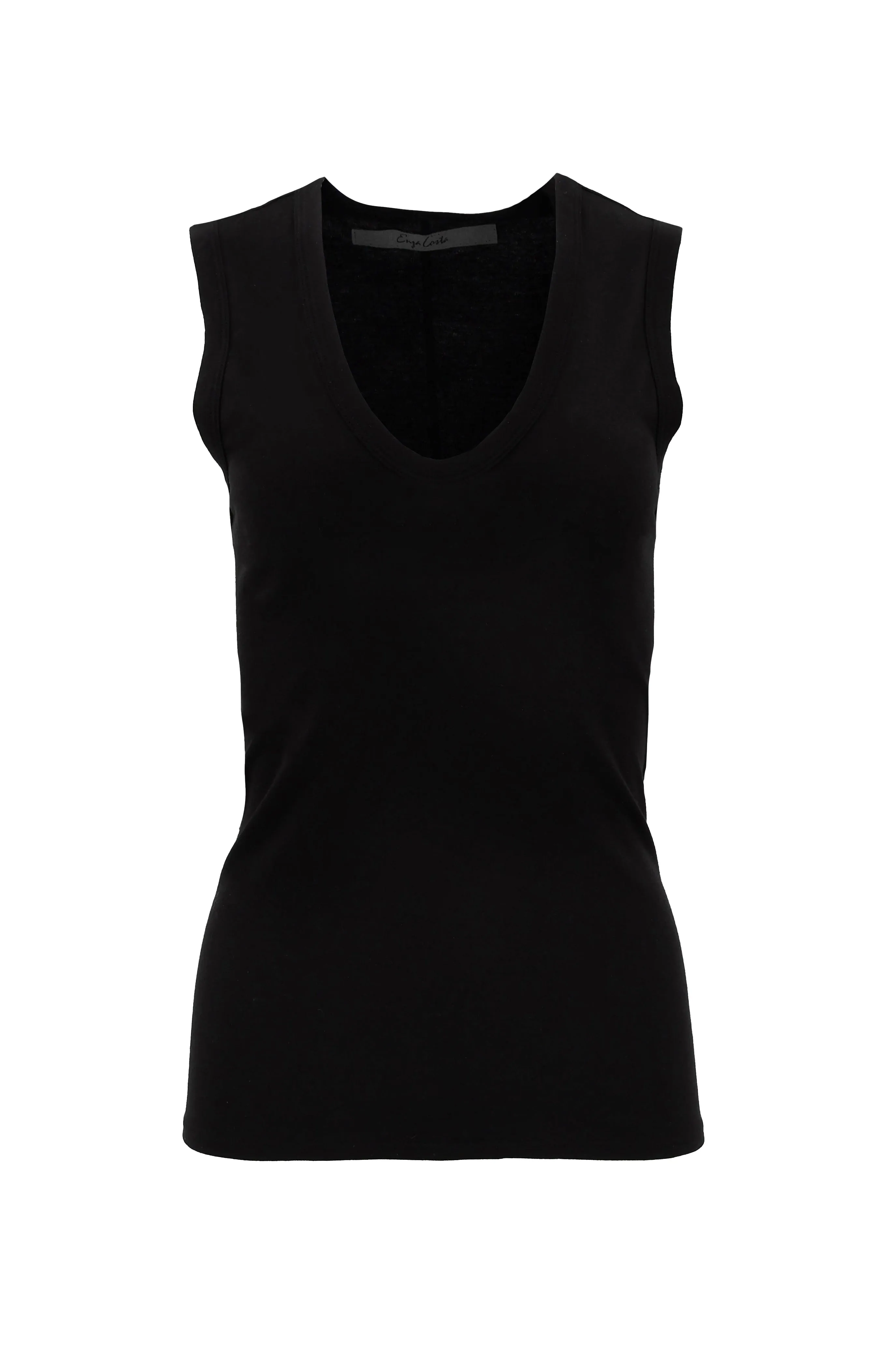 Supima Cotton Sleeveless U | Black