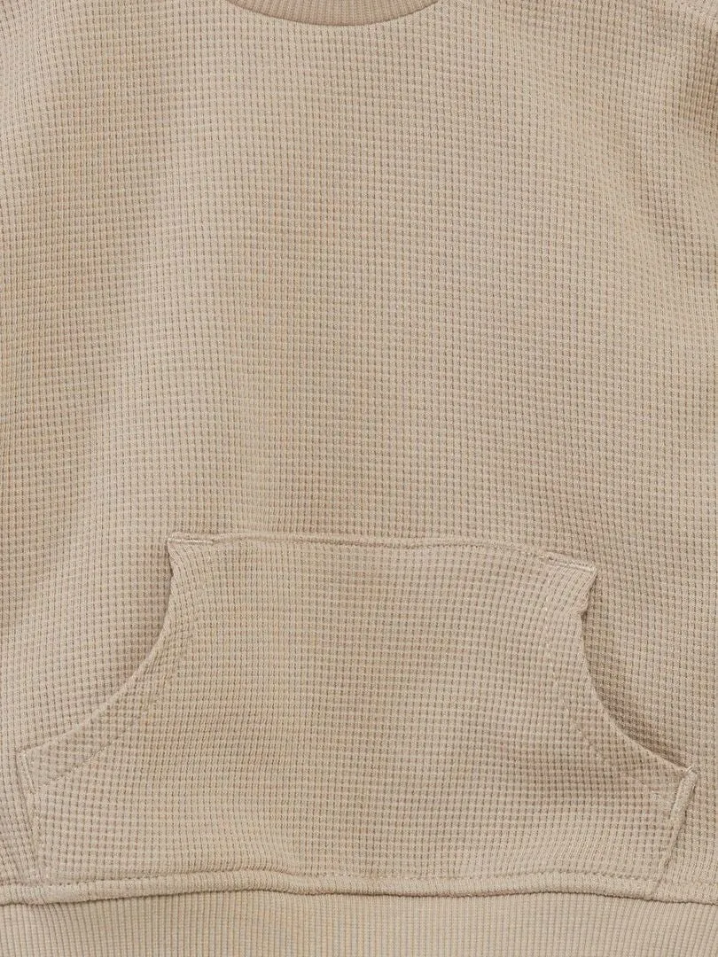 SWEATSHIRT AND HONEYCOMB PANTS SET  2 PIECES  BEIGE