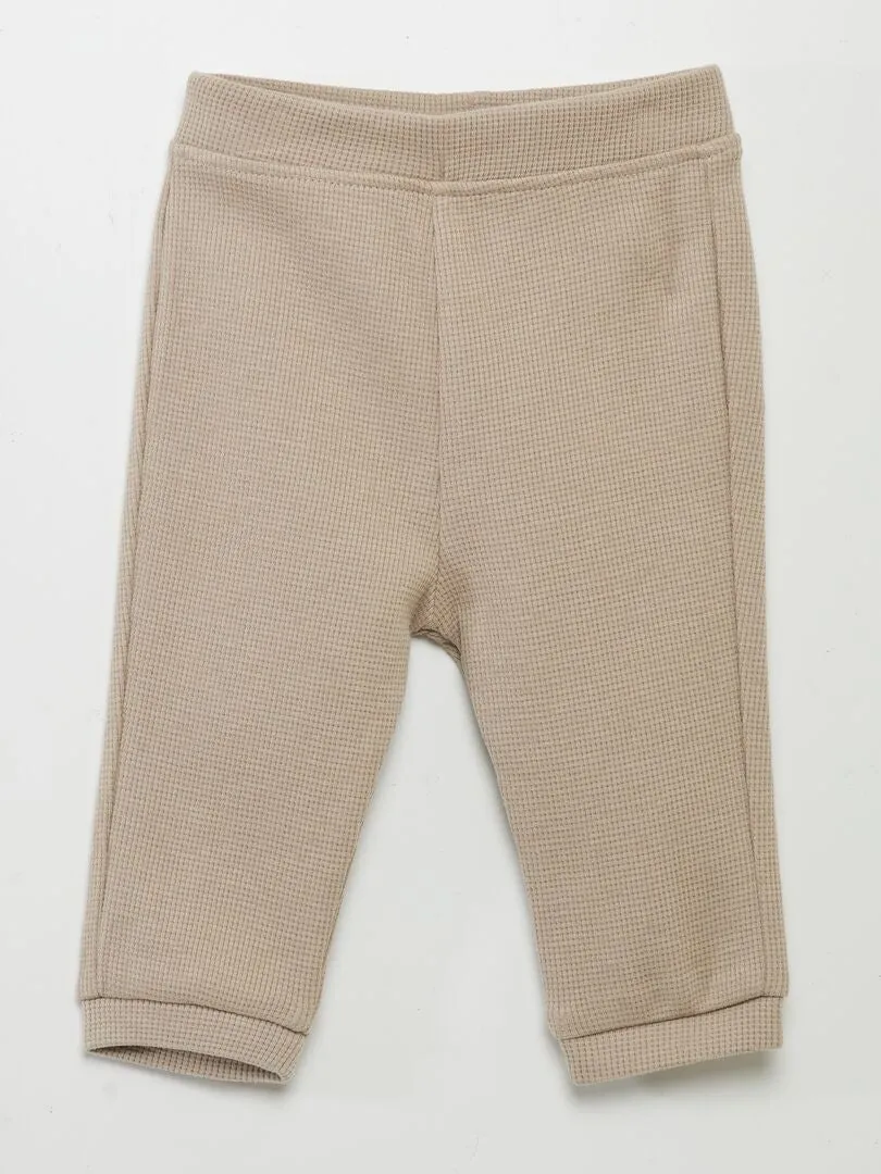 SWEATSHIRT AND HONEYCOMB PANTS SET  2 PIECES  BEIGE