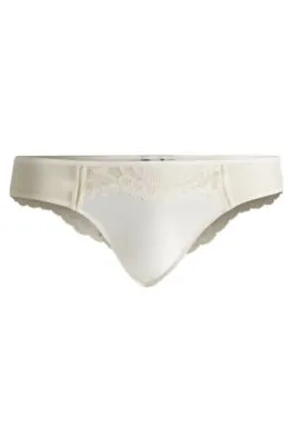 Tanga con detalle de encaje y logo