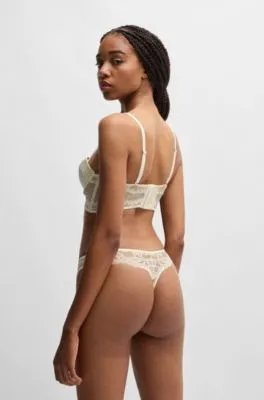 Tanga con detalle de encaje y logo