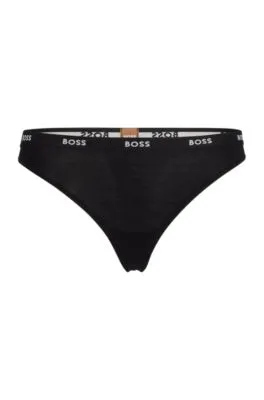 Tanga de tiro bajo en punto elástico con cinturilla logotipada