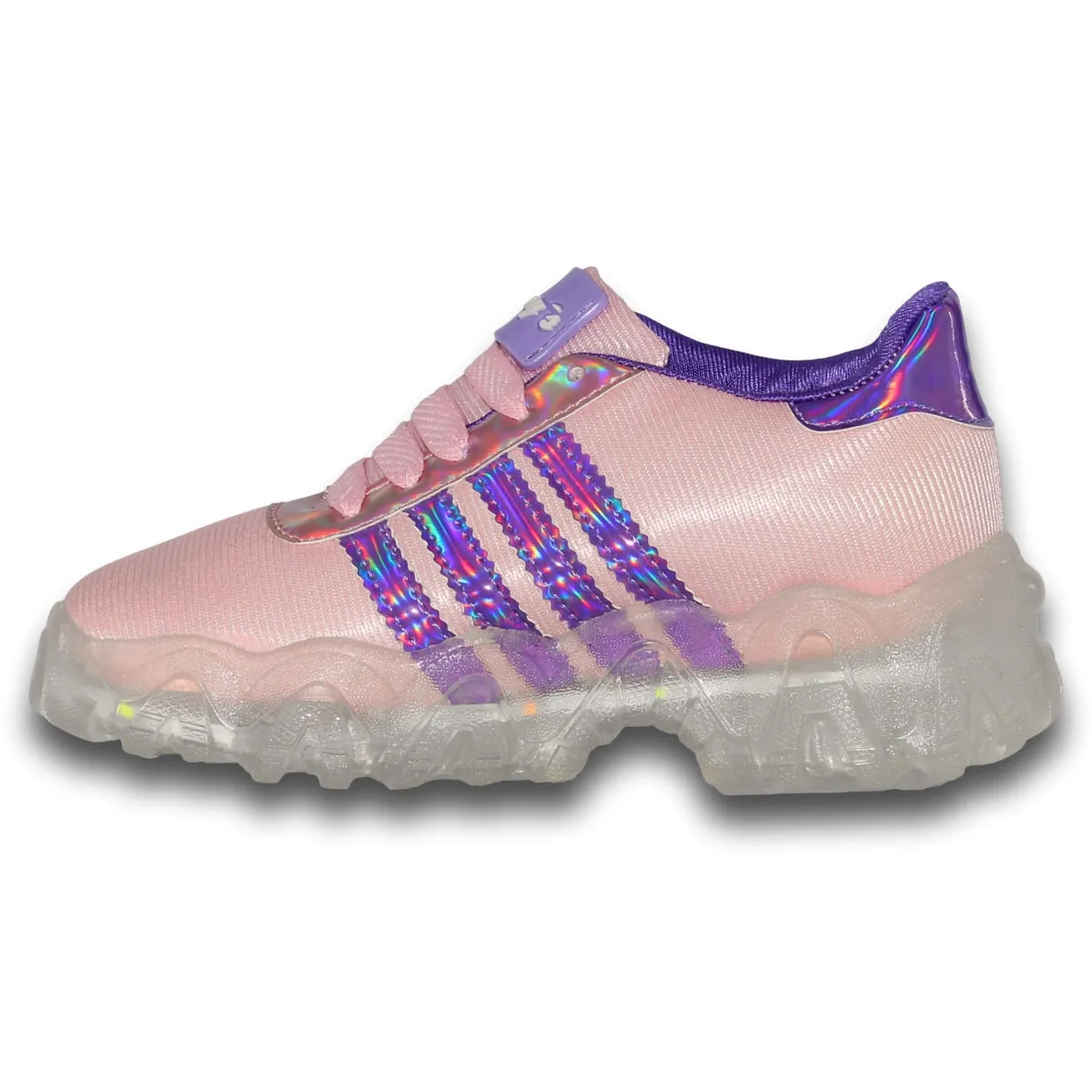 GIRLS LIGHTUP TENNIS SHOES STYLE 0340KR21 KRAUSS BRAND TEXTILE FINISH PINK PURPLE