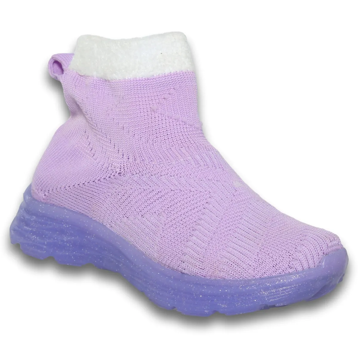 Girls Sparkly Sole Tennis Shoes Style 6001Ki21 Kings Lu Brand Textile Finish Purple