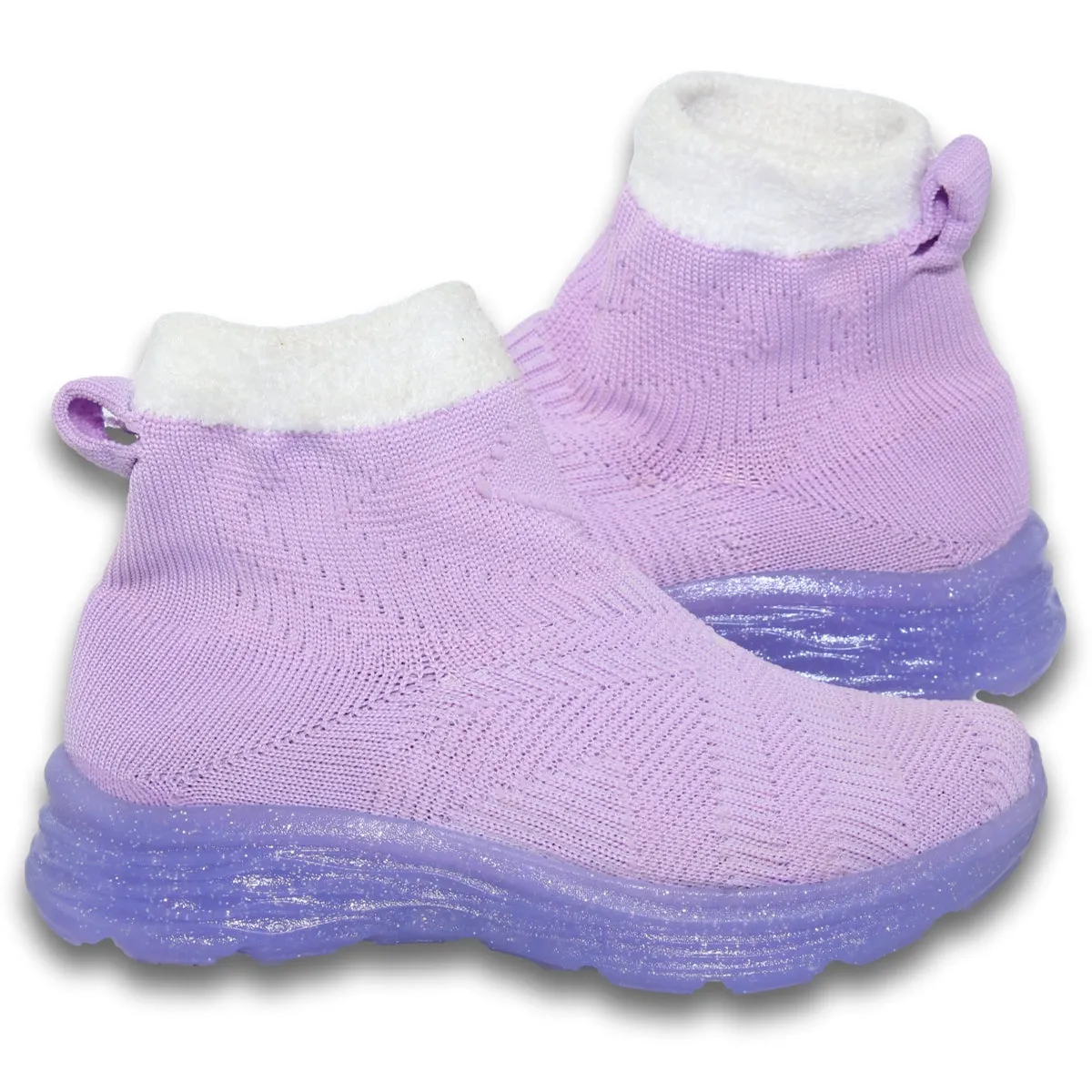 Girls Sparkly Sole Tennis Shoes Style 6001Ki21 Kings Lu Brand Textile Finish Purple