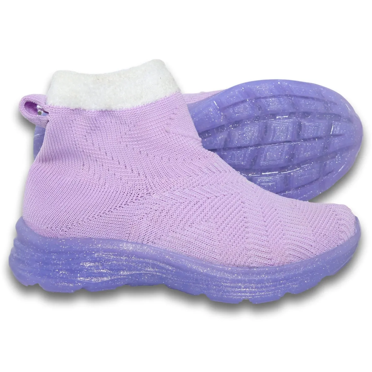 Girls Sparkly Sole Tennis Shoes Style 6001Ki21 Kings Lu Brand Textile Finish Purple