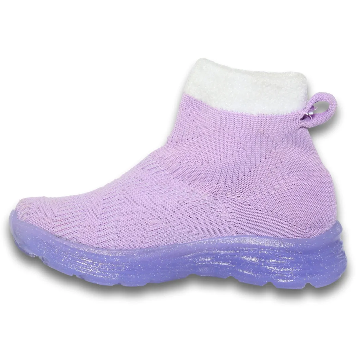 Girls Sparkly Sole Tennis Shoes Style 6001Ki21 Kings Lu Brand Textile Finish Purple