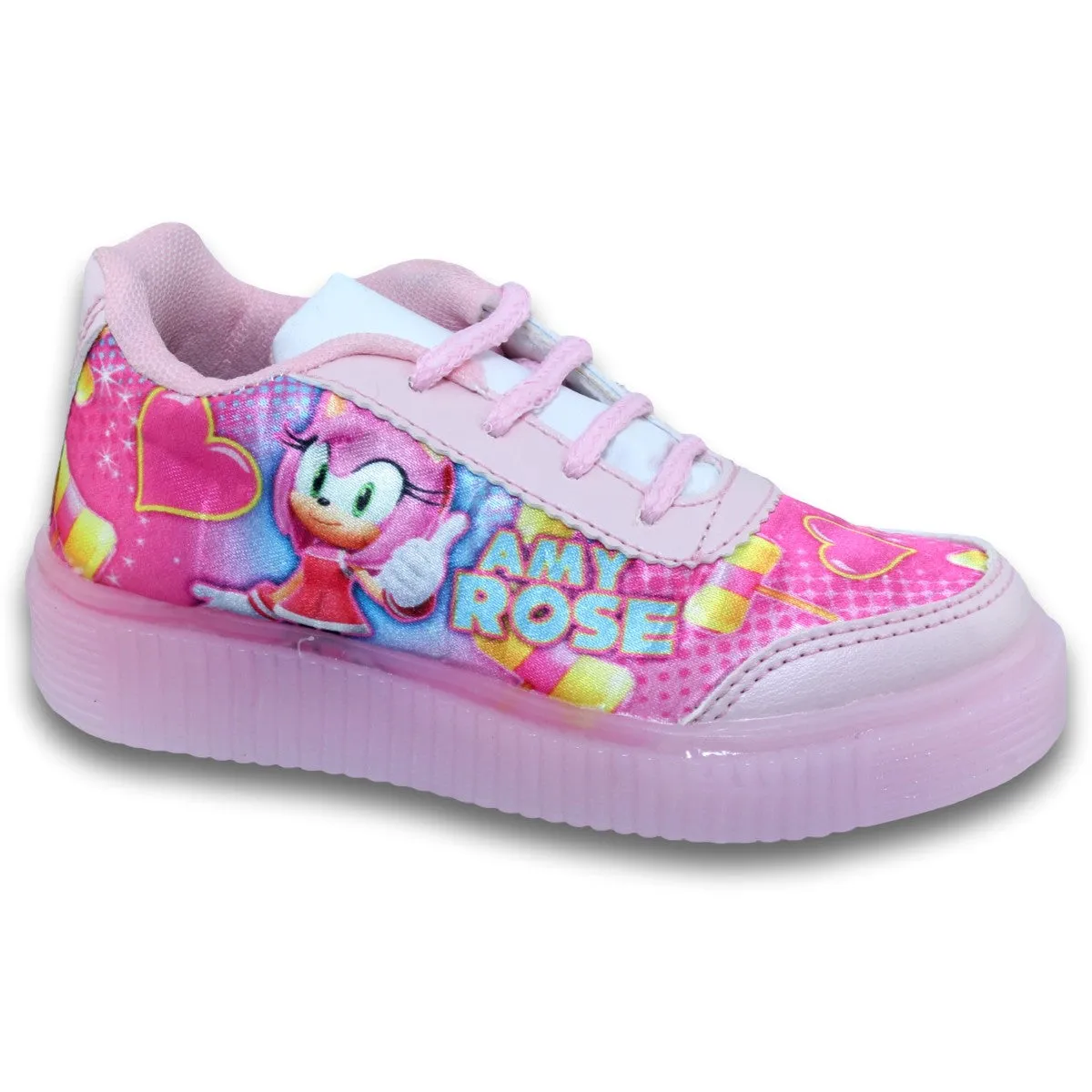 GIRLS LIGHTUP AMY ROSE TENNIS SHOES STYLE 0825BE17 BETTER BRAND TEXTILE FINISH PASTEL PINK