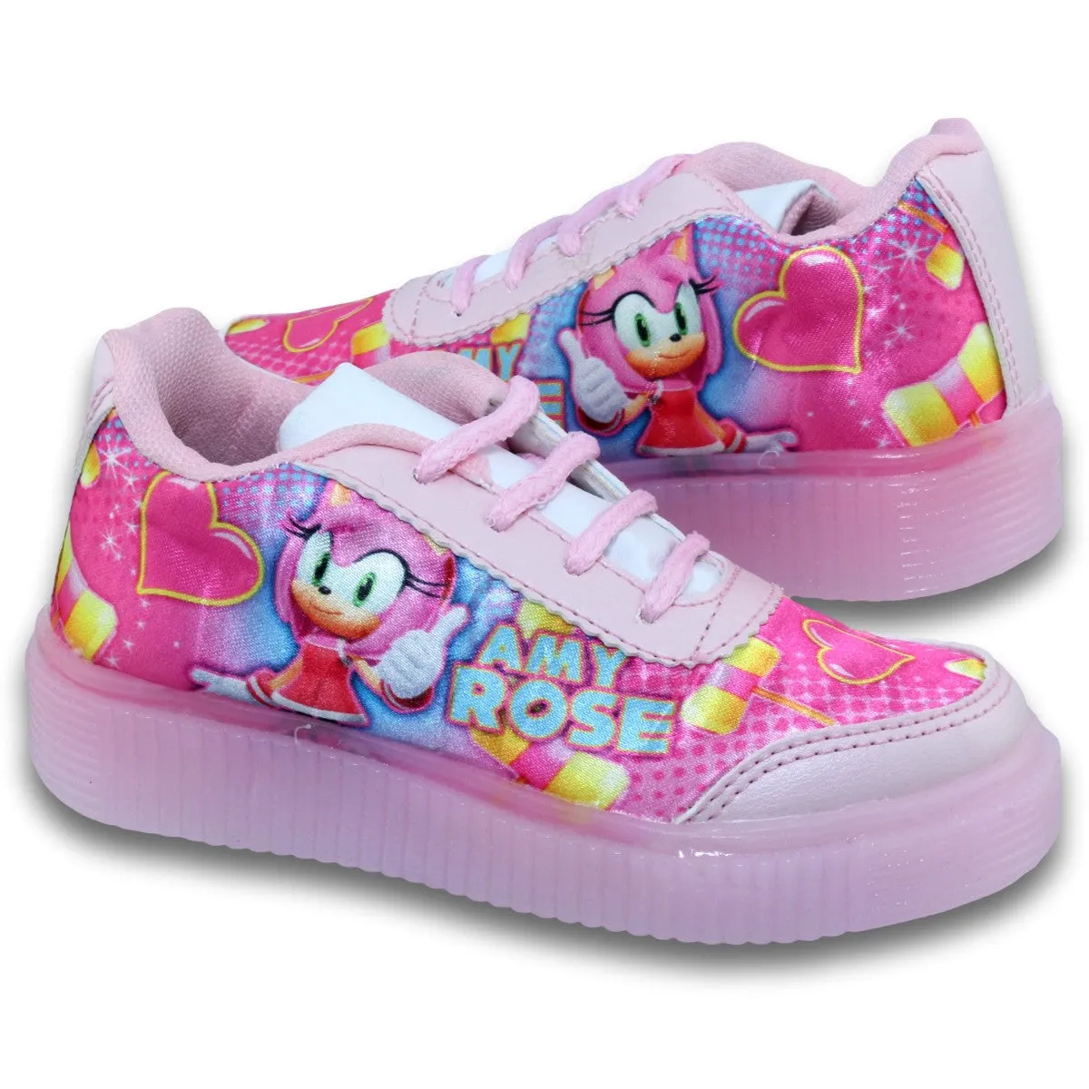 GIRLS LIGHTUP AMY ROSE TENNIS SHOES STYLE 0825BE17 BETTER BRAND TEXTILE FINISH PASTEL PINK