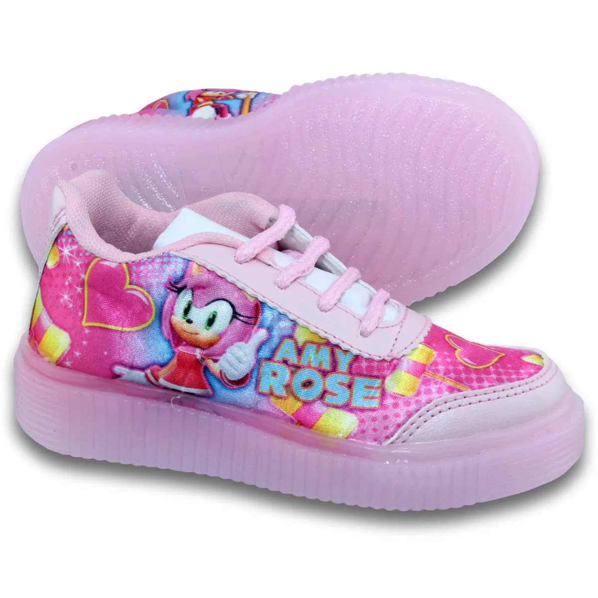 GIRLS LIGHTUP AMY ROSE TENNIS SHOES STYLE 0825BE17 BETTER BRAND TEXTILE FINISH PASTEL PINK