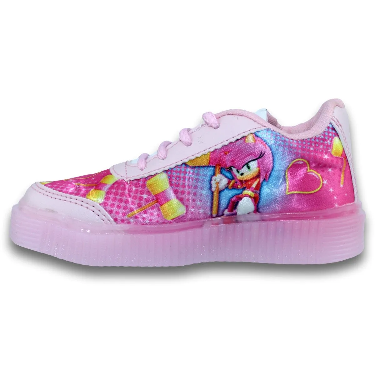 GIRLS LIGHTUP AMY ROSE TENNIS SHOES STYLE 0825BE17 BETTER BRAND TEXTILE FINISH PASTEL PINK