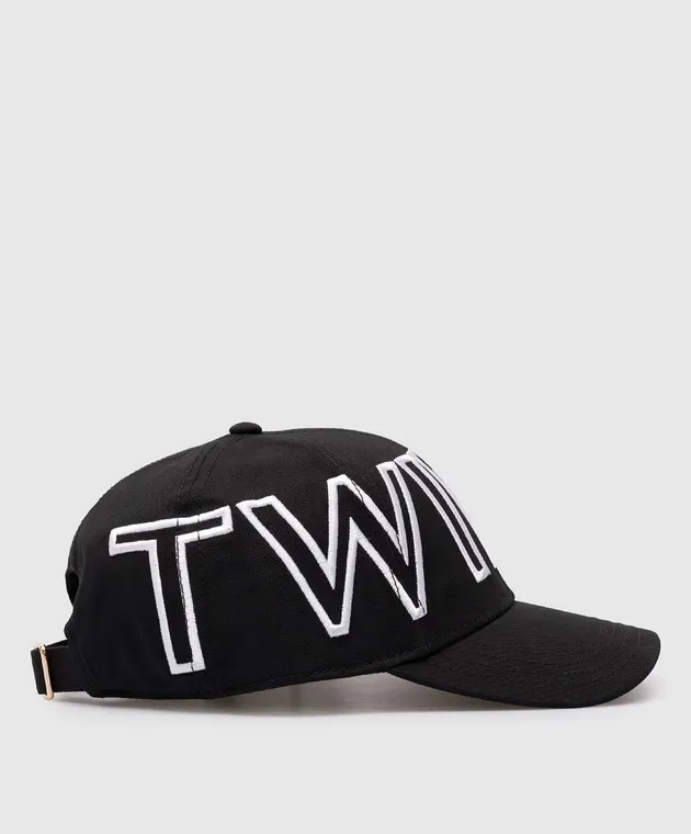 Black Cap with Logo Embroidery by Twinset