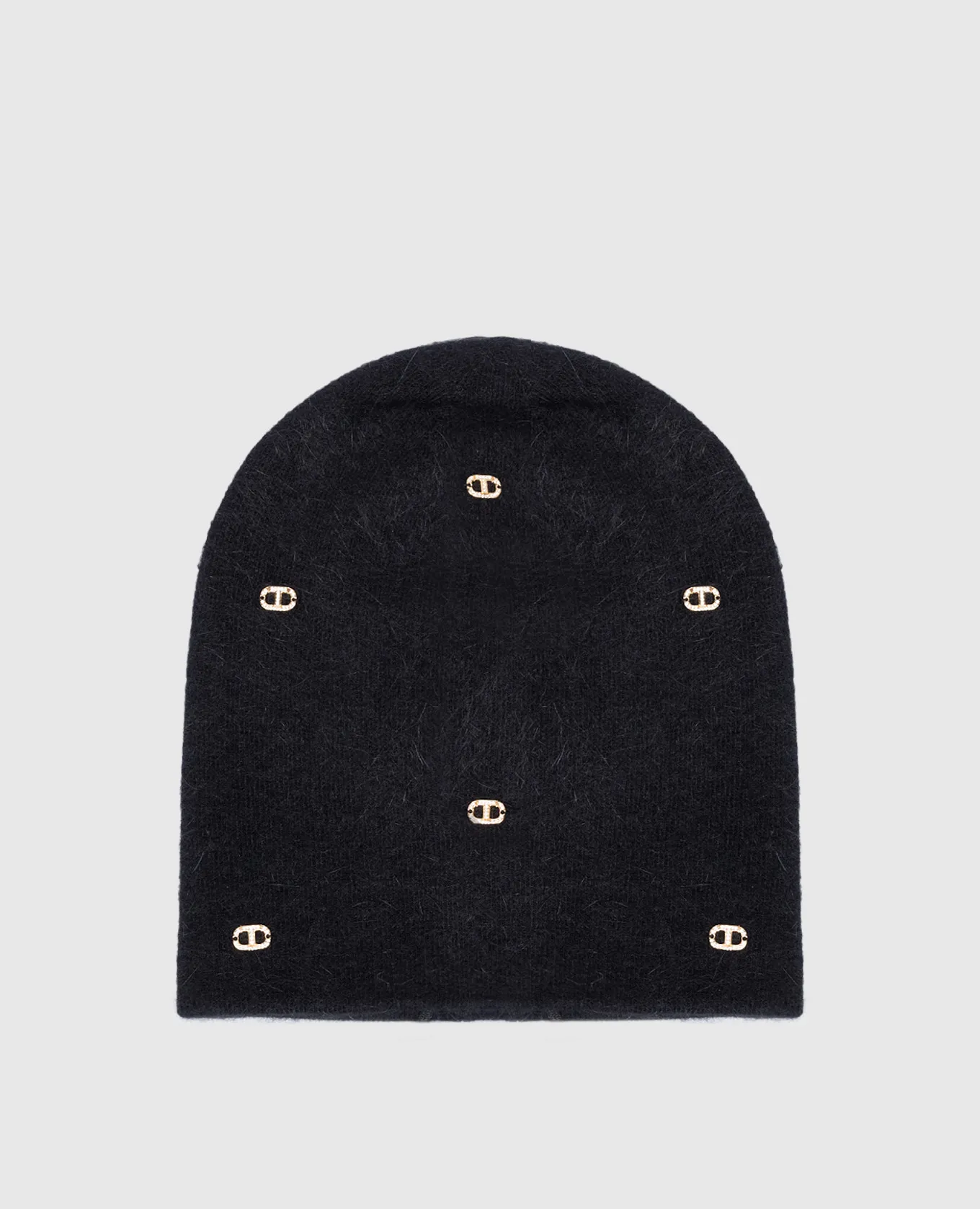 Black Wool Cap with Oval T Logo by Twinset