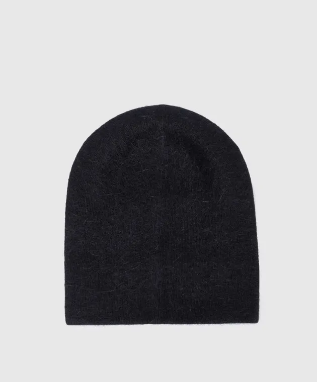 Black Wool Cap with Oval T Logo by Twinset