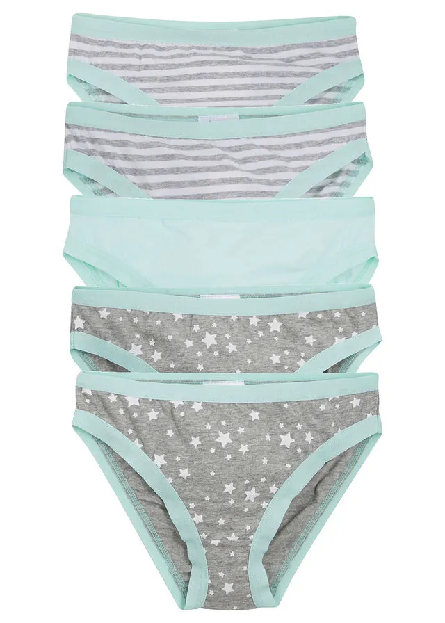 Underwear (5 units) Light gray speckled/white/mint color.
