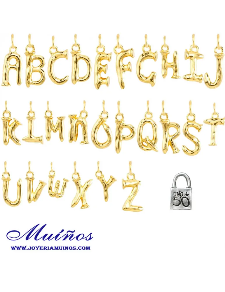 uno de 50 small letter gold charms