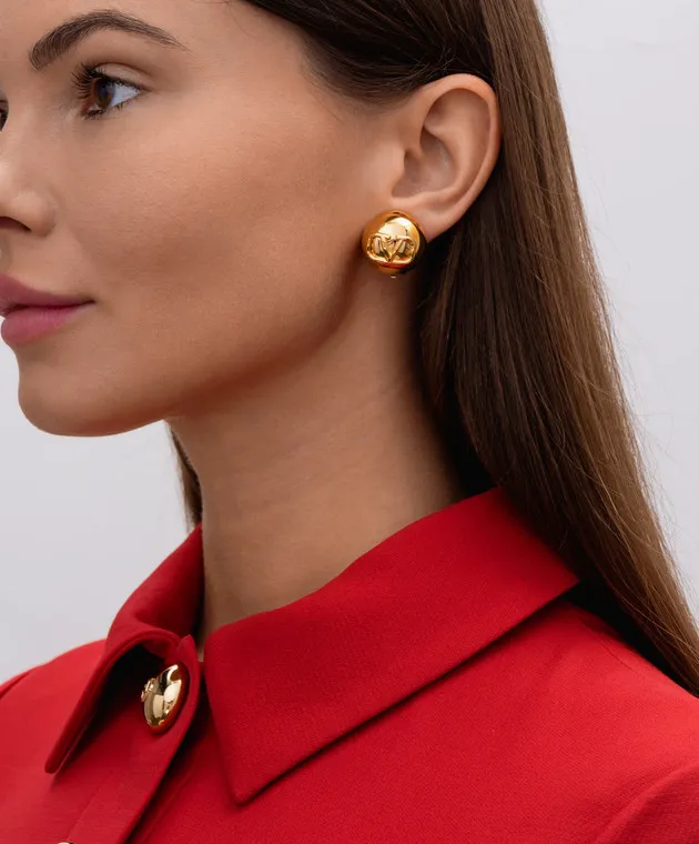 GOLDEN CLIPON EARRINGS WITH VLOGO LOGO BY VALENTINO