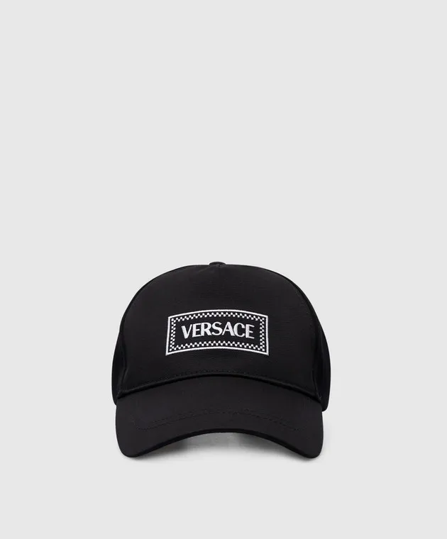 Versace Black Logo Embroidered Cap