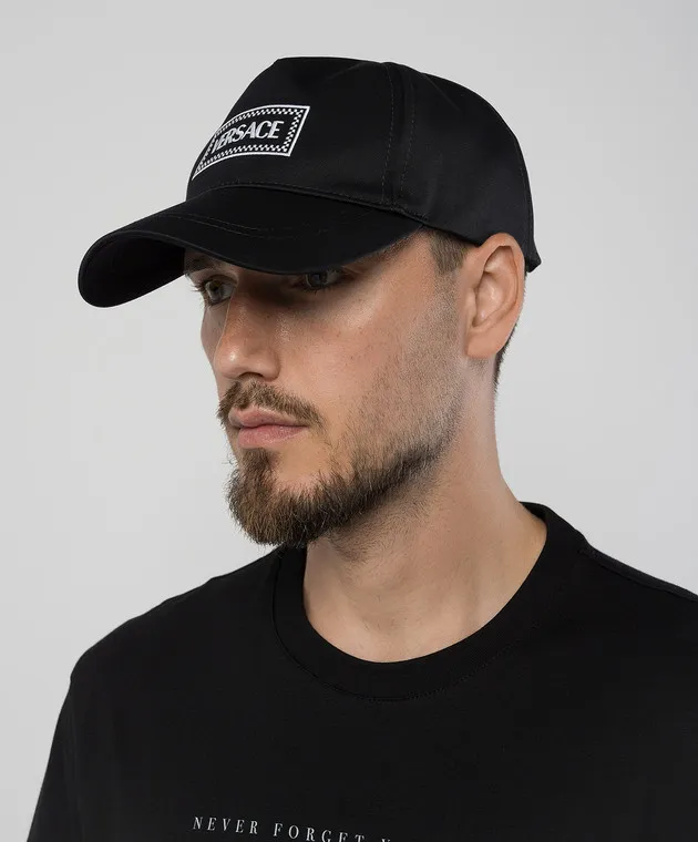 Versace Black Logo Embroidered Cap