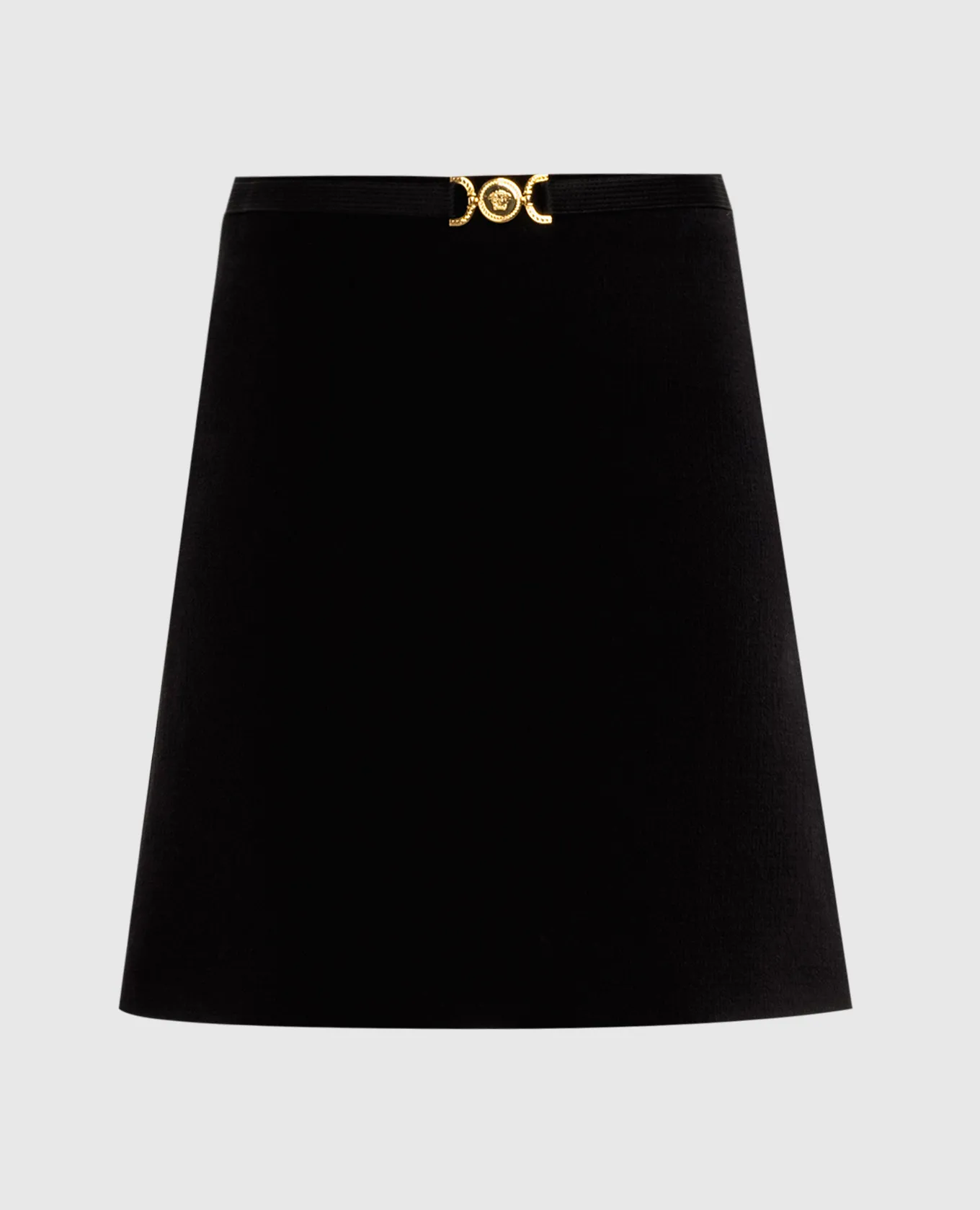 Black Wool Skirt with Medusa '95 Logo by Versace
