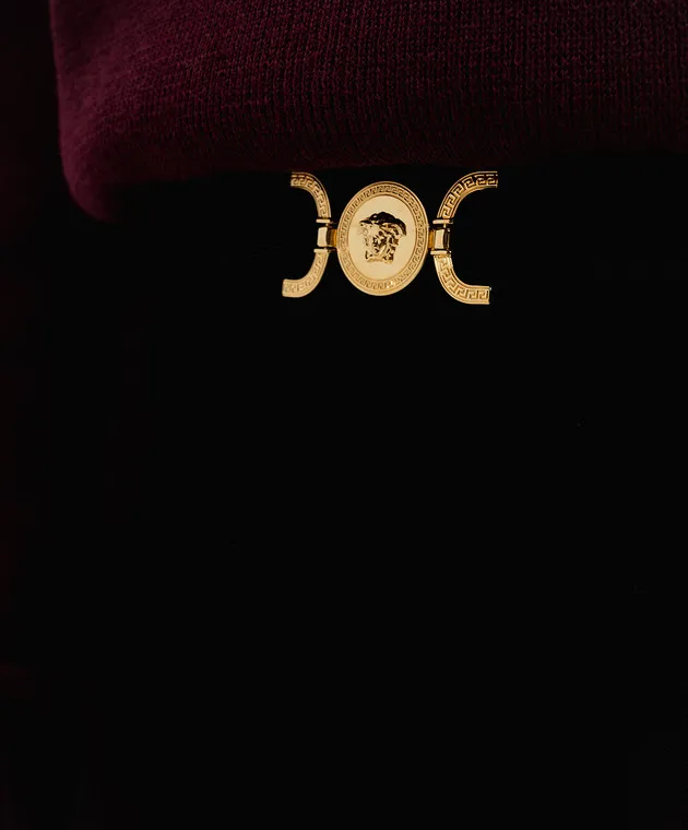 Black Wool Skirt with Medusa '95 Logo by Versace