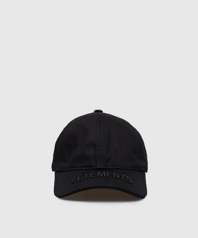 Vetements Black Textured Logo Cap