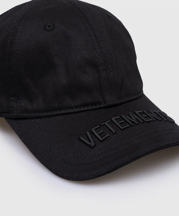 Vetements Black Textured Logo Cap