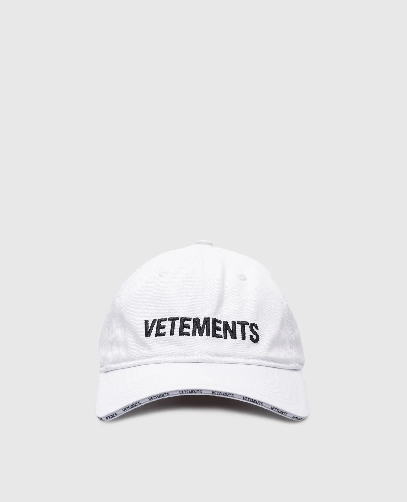 White Embroidered Logo Cap by Vetements
