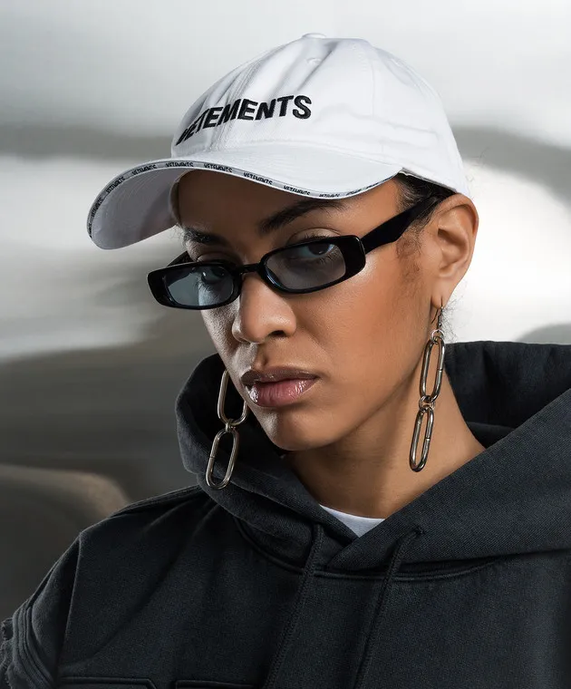 White Embroidered Logo Cap by Vetements