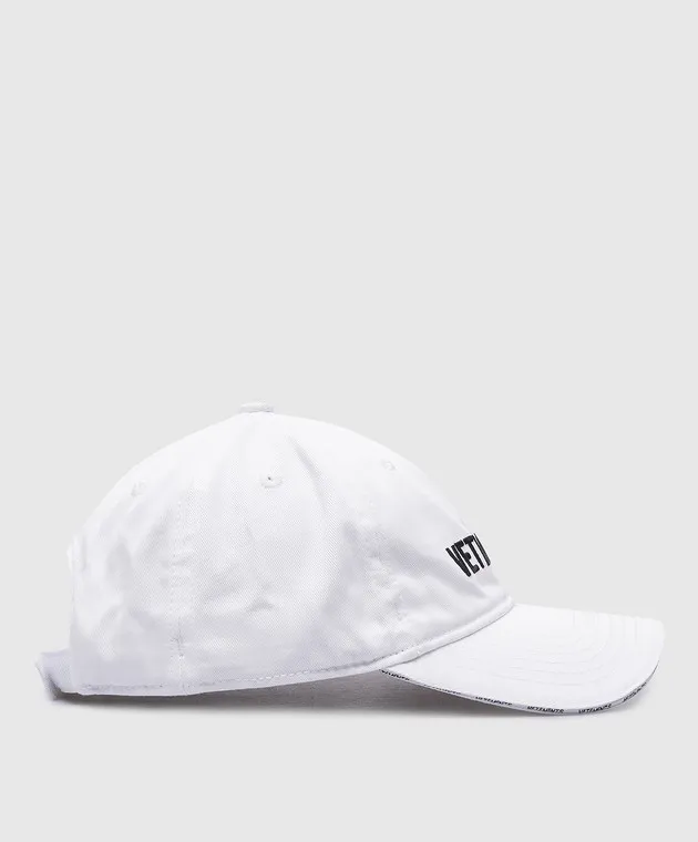 White Embroidered Logo Cap by Vetements