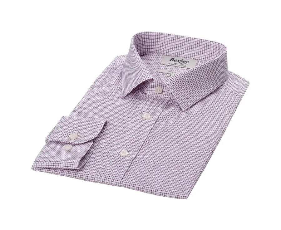 White Burgundy check men's twill shirt