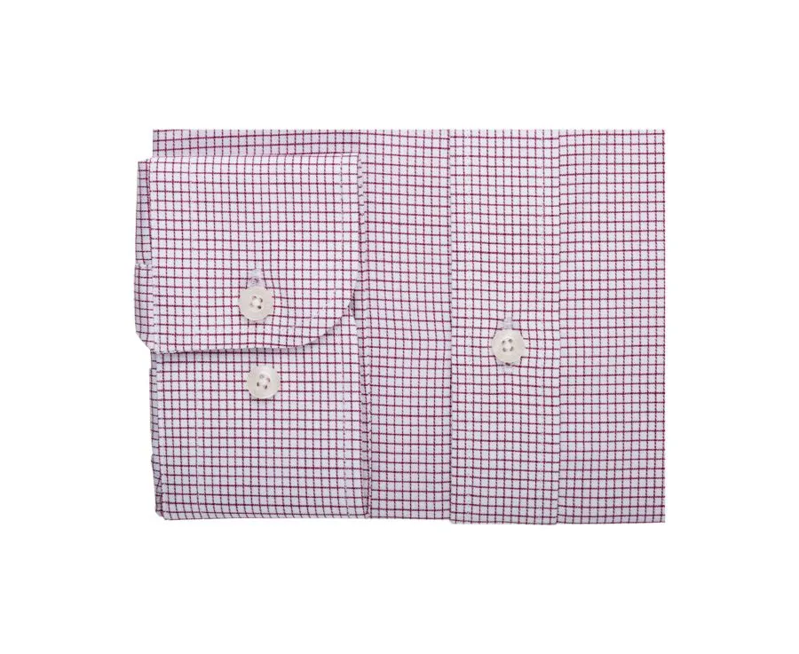 White Burgundy check men's twill shirt