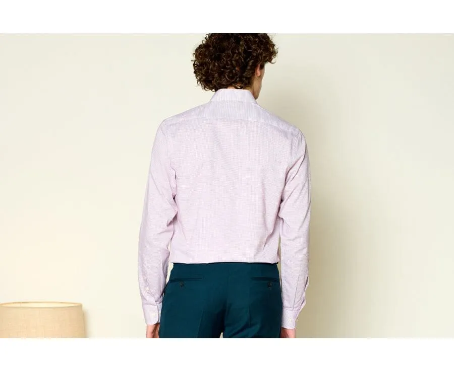 White Burgundy check men's twill shirt
