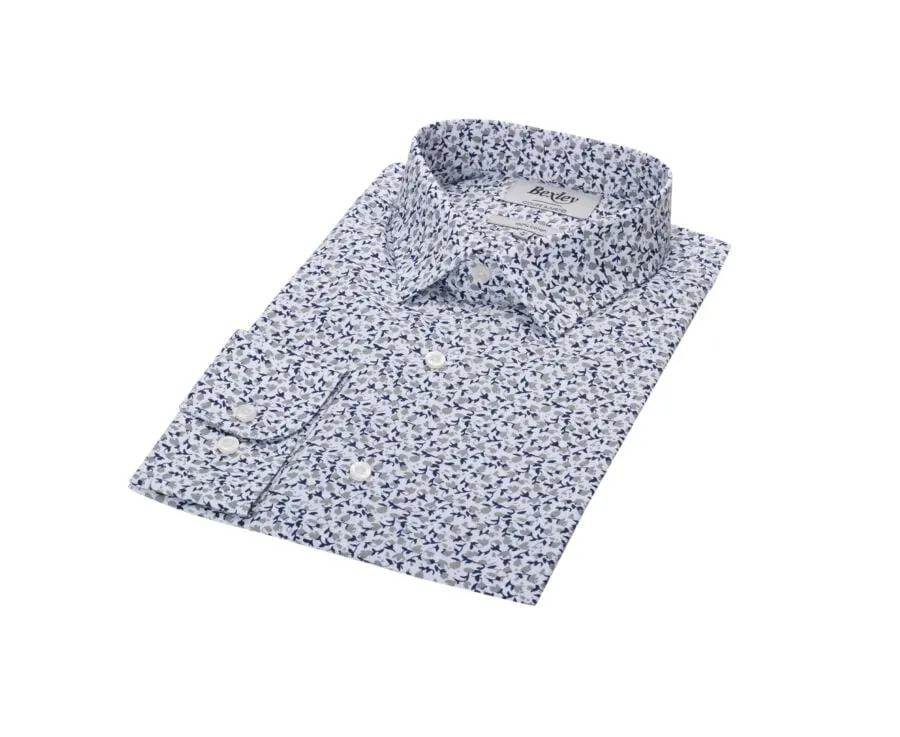 WHITE COTTON SHIRT WHITE TAUPE FLORAL PRINT  HÉMÉRIC SALES