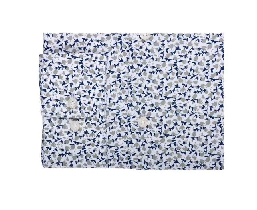 WHITE COTTON SHIRT WHITE TAUPE FLORAL PRINT  HÉMÉRIC SALES