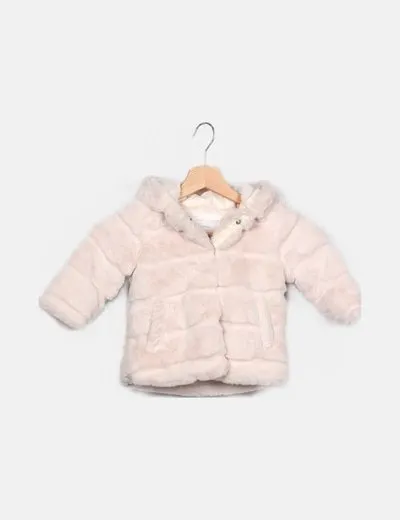 White fur hooded Primark coat