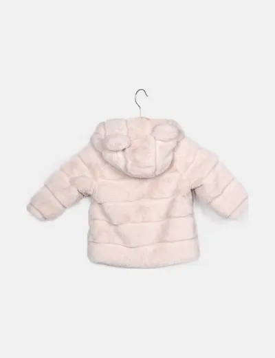 White fur hooded Primark coat