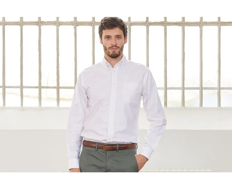 WHITE OXFORD SHIRT WITH CHEST POCKET  AMERICAN COLLAR  HAROLD