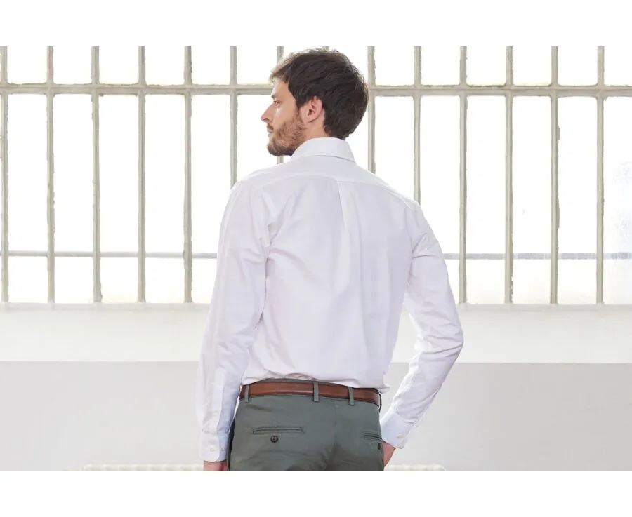 WHITE OXFORD SHIRT WITH CHEST POCKET  AMERICAN COLLAR  HAROLD