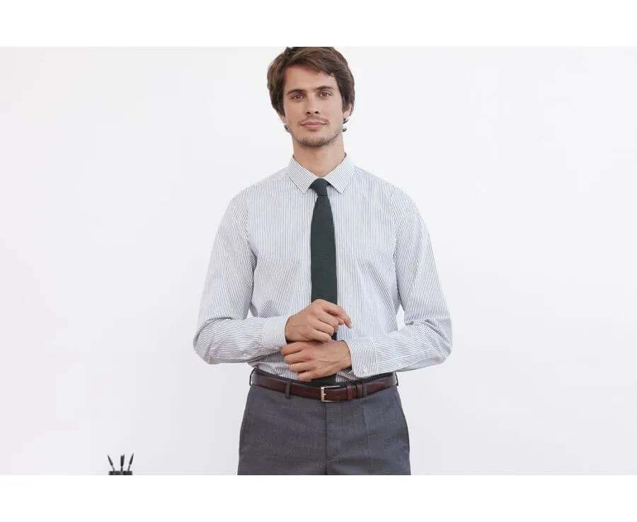 WHITE SHIRT WITH GREEN STRIPES  GEOFFROY.