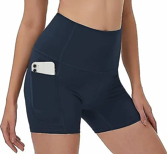 Women's High Waist Biker Shorts with 2 Side and Inner Pockets for Yoga, Workout, and Athletic Gym Activities