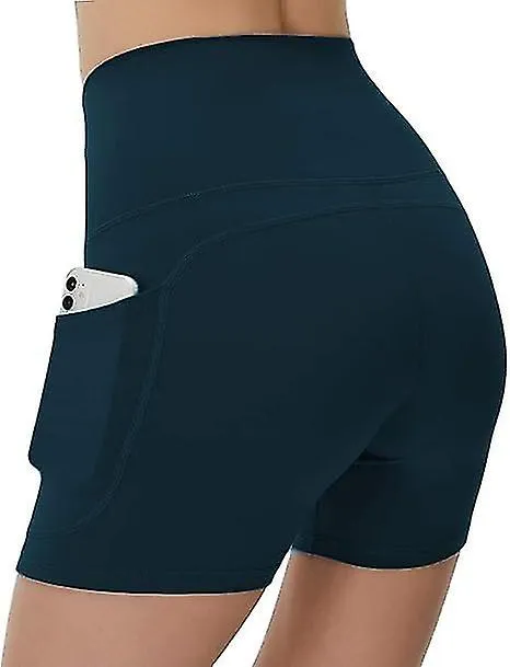 Women's High Waist Biker Shorts with 2 Side and Inner Pockets for Yoga, Workout, and Athletic Gym Activities