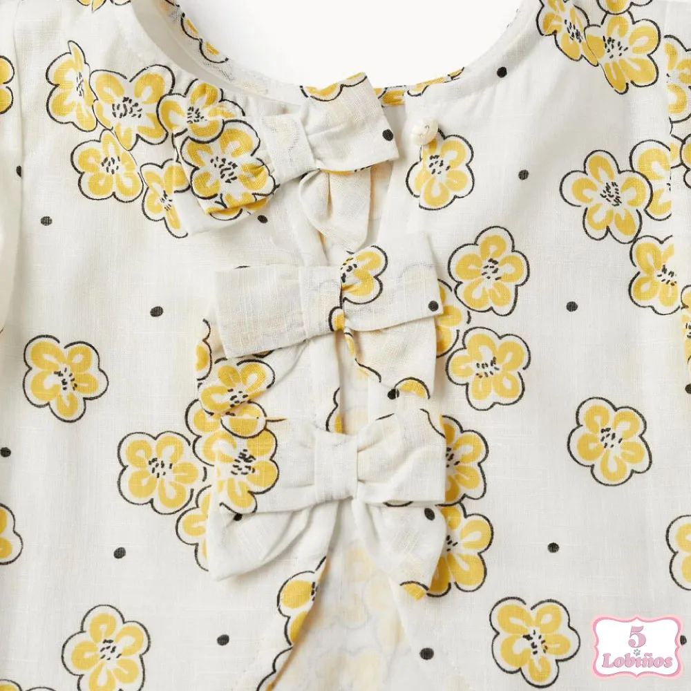Yellow Zippy Floral Girl Blouse