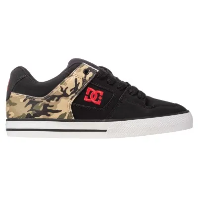 DC Shoes Pure Black Camo Logo Red Sneakers