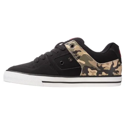 DC Shoes Pure Black Camo Logo Red Sneakers
